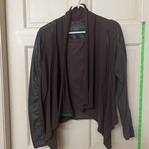 Blank NYC Vegan Leather Draped Open or Zipped Moto Jacket | Size S | Dark Gray